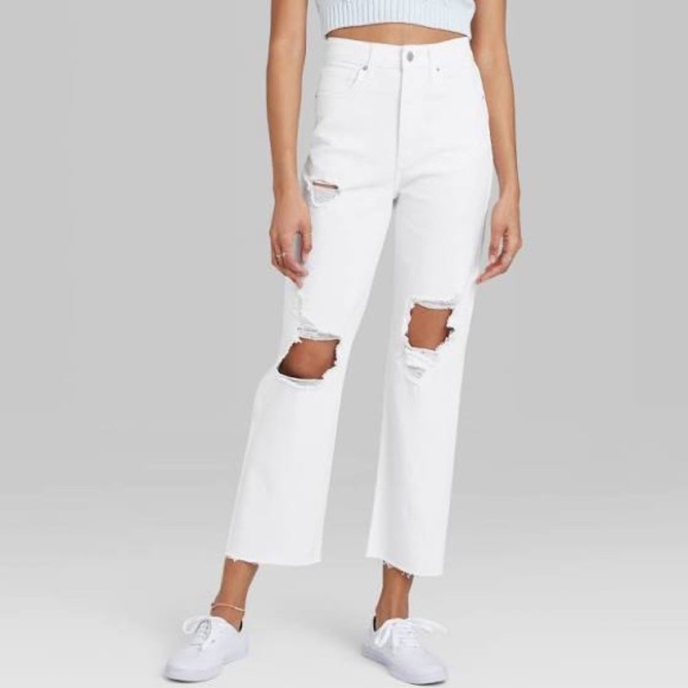 White Wild Fable high waisted ripped jeans